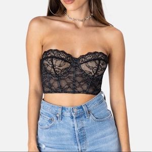 Adika Black Strapless Lace Corset NWOT